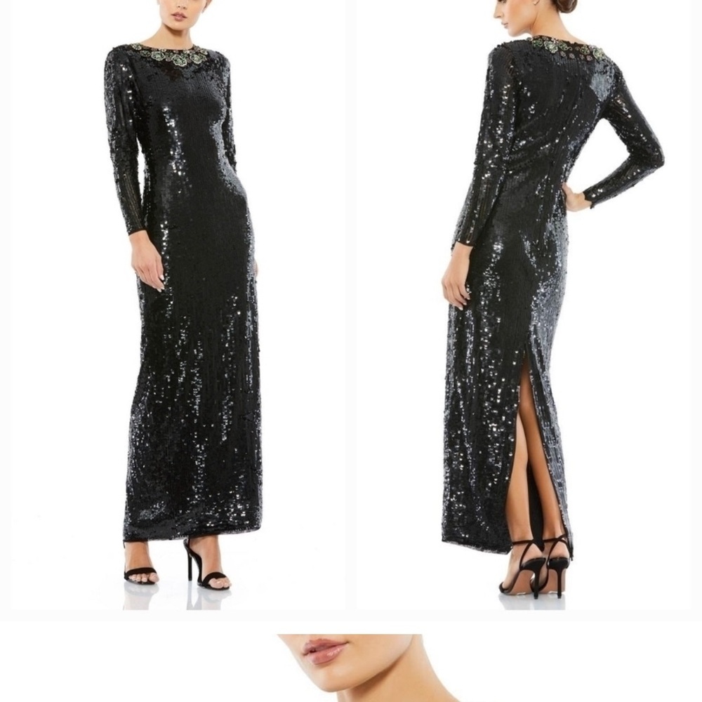 Elegant Black Sequin Evening Gown